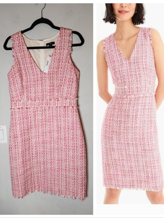 J. Crew Dresses & Skirts - NWT J. Crew Pink Tweed Sleeveless V-neck Sheath Dress Women's Size 8